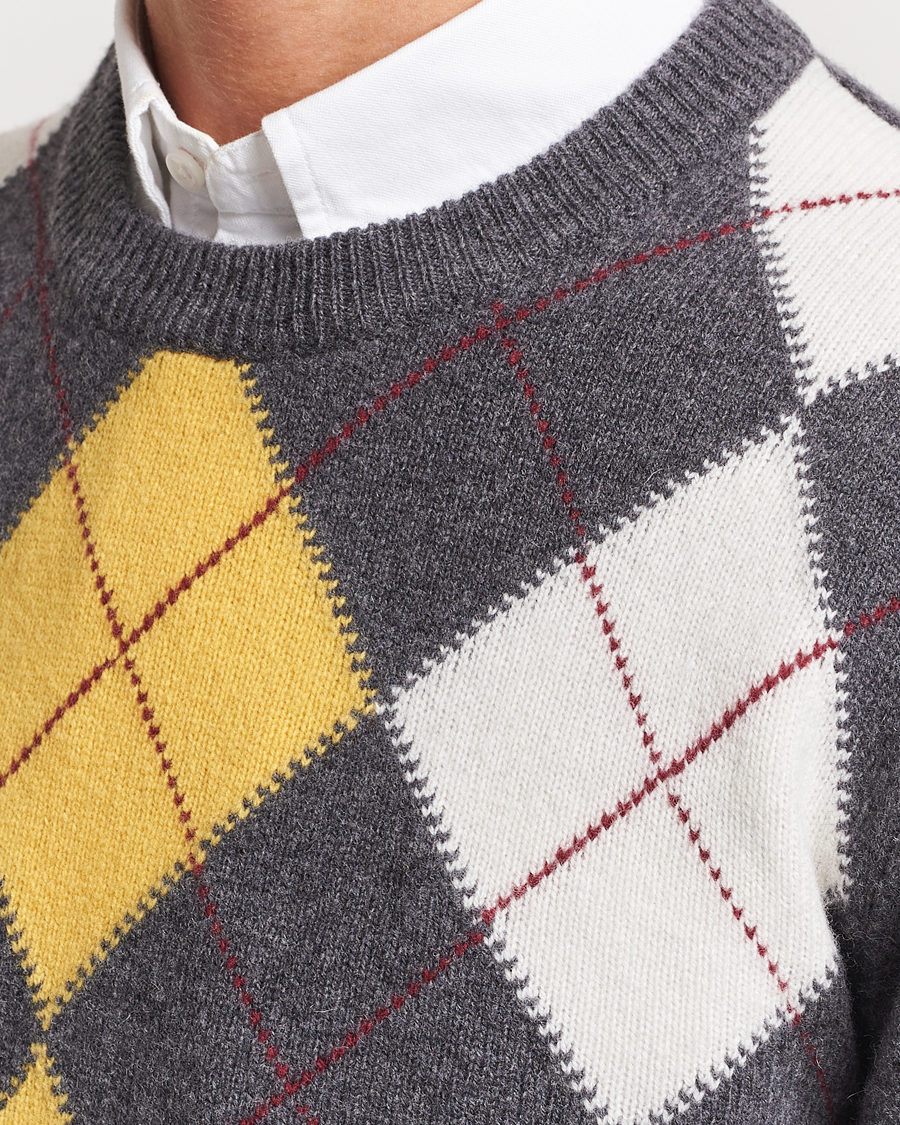 Heren | Truien | GANT | Lambswool Argyle Crew Neck Sweater Charcoal Melange