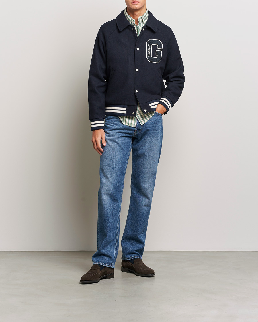 Homme | Manteaux Et Vestes | GANT | Wool Varsity Jacket Evening Blue