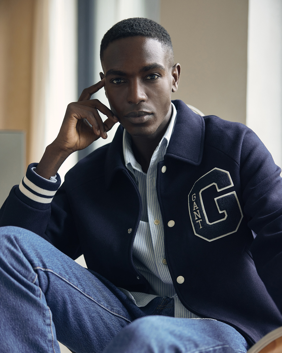 Homme | Manteaux Et Vestes | GANT | Wool Varsity Jacket Evening Blue