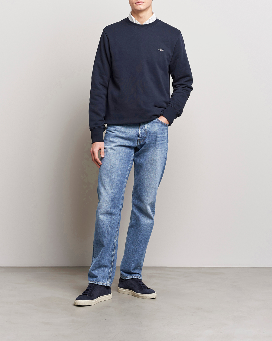 Homme | Pulls Et Tricots | Gant | Original Crew Neck Sweatshirt Evening Blue