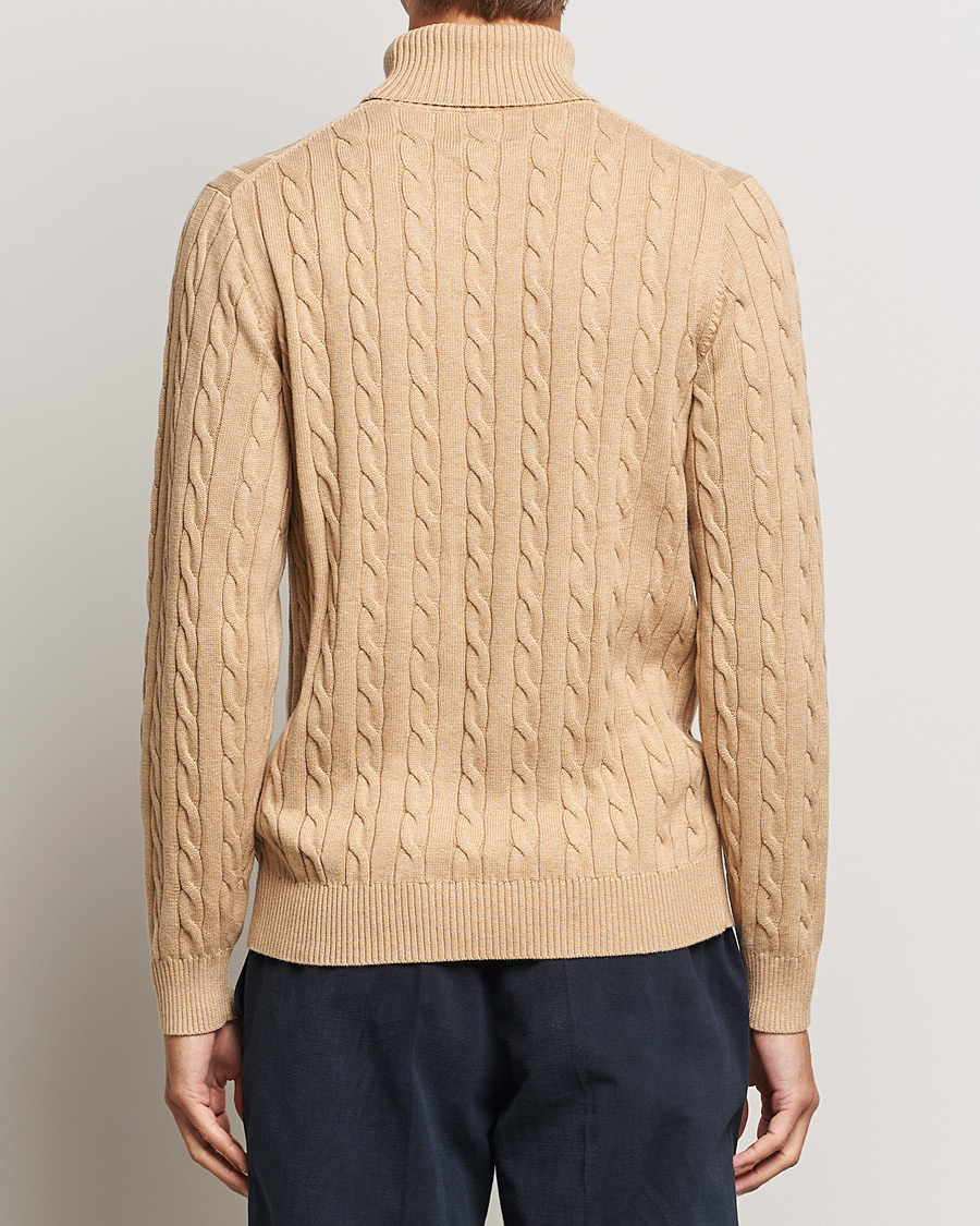 Homme | Pulls Et Tricots | GANT | Cotton Cable Turtleneck Khaki Melange