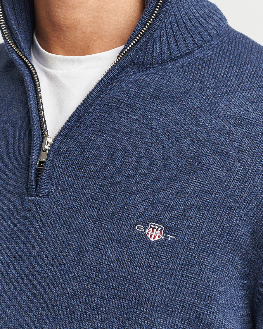 Heren | Truien | GANT | Cotton Half Zip Marine Melange