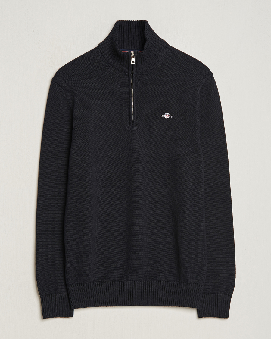 Heren | Truien | Gant | Cotton Half Zip Black