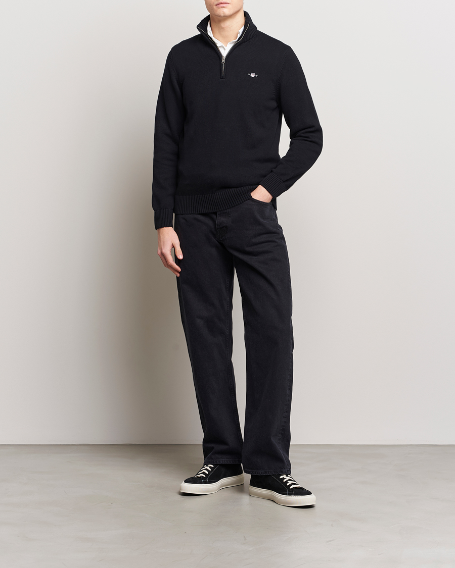 Heren | Truien | Gant | Cotton Half Zip Black