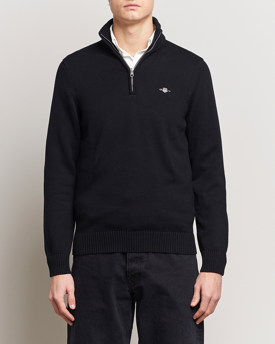 Heren | Truien | Gant | Cotton Half Zip Black