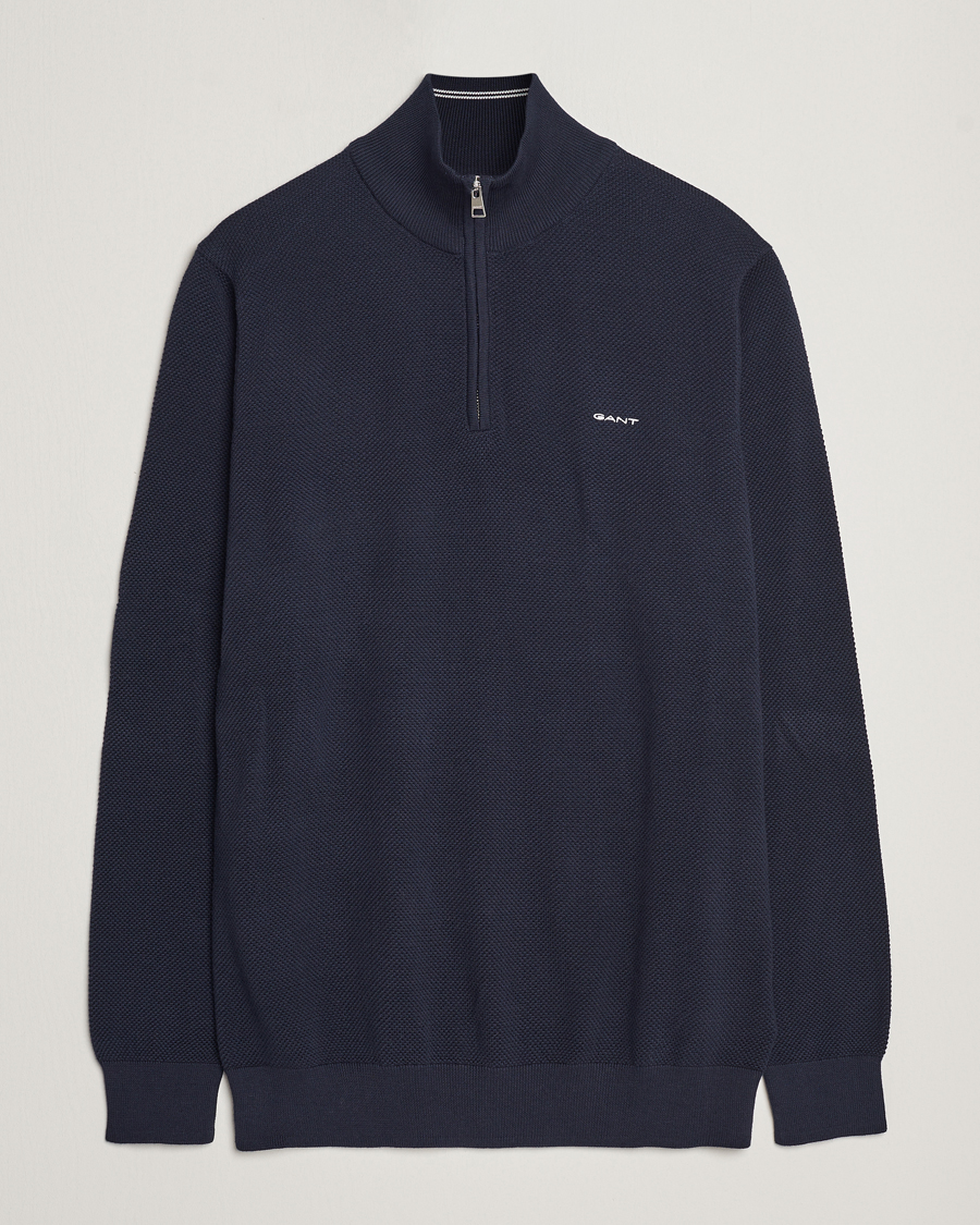 Heren | Truien | GANT | Cotton Pique Half Zip Evening Blue