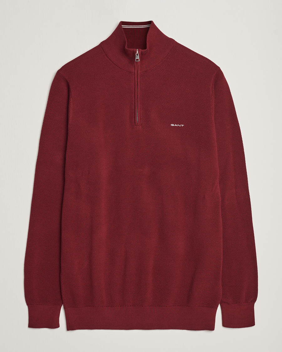 Homme | Pulls Et Tricots | GANT | Cotton Pique Half Zip Plumped Red