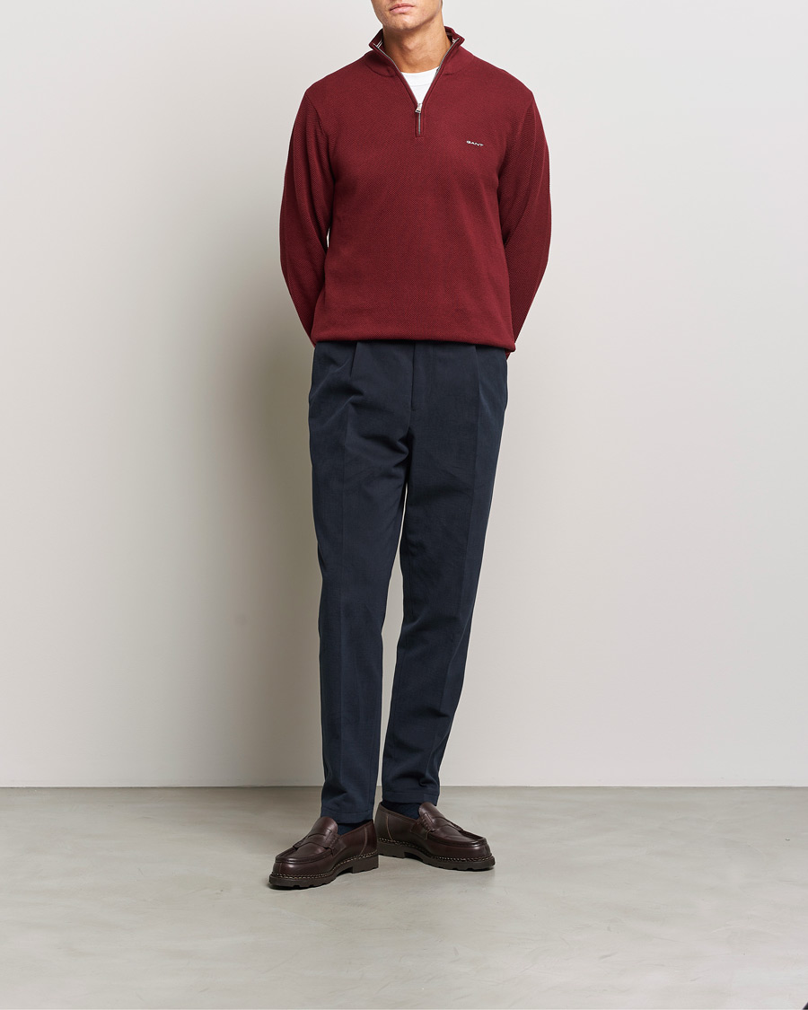 Homme | Pulls Et Tricots | GANT | Cotton Pique Half Zip Plumped Red