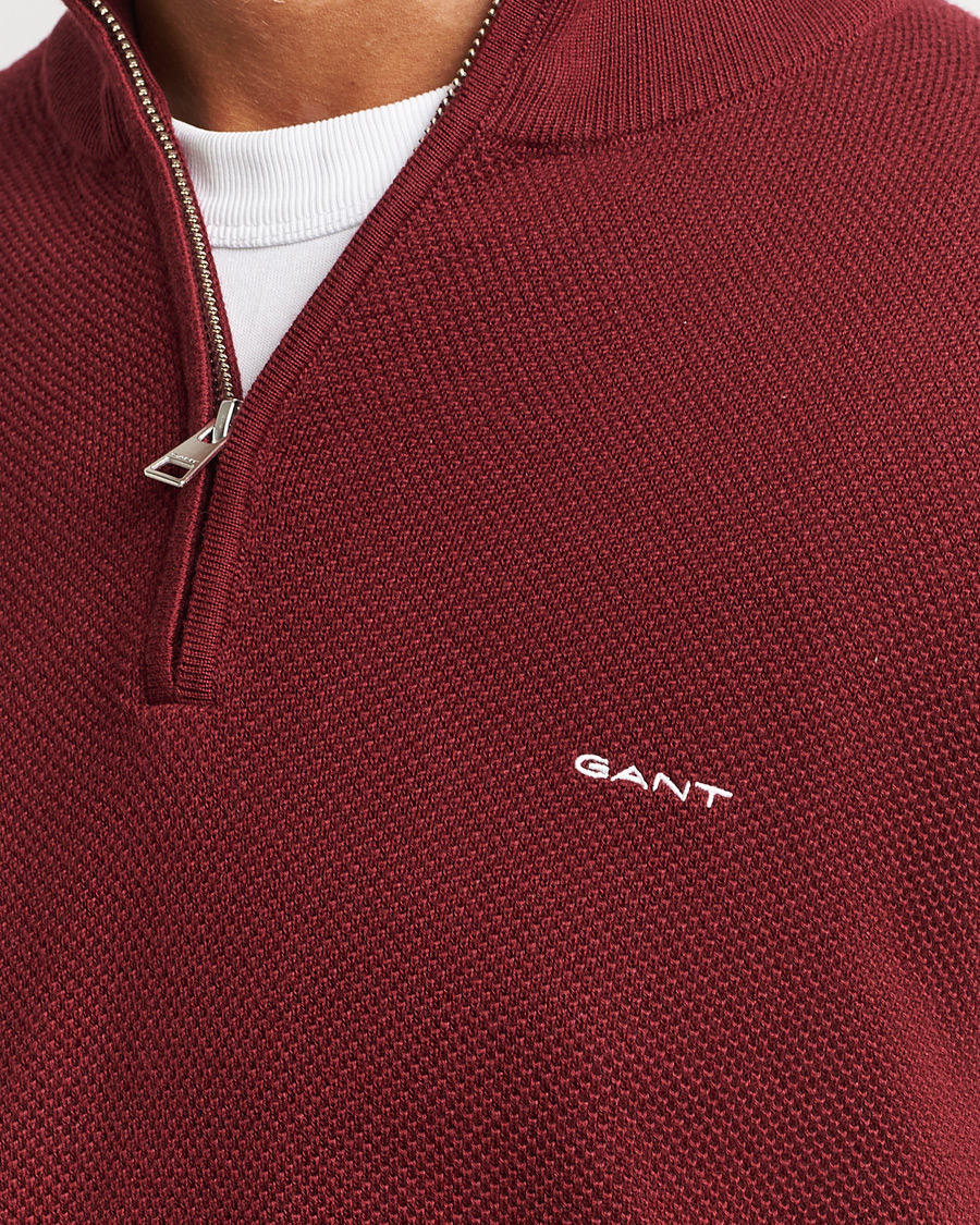 Homme | Pulls Et Tricots | GANT | Cotton Pique Half Zip Plumped Red