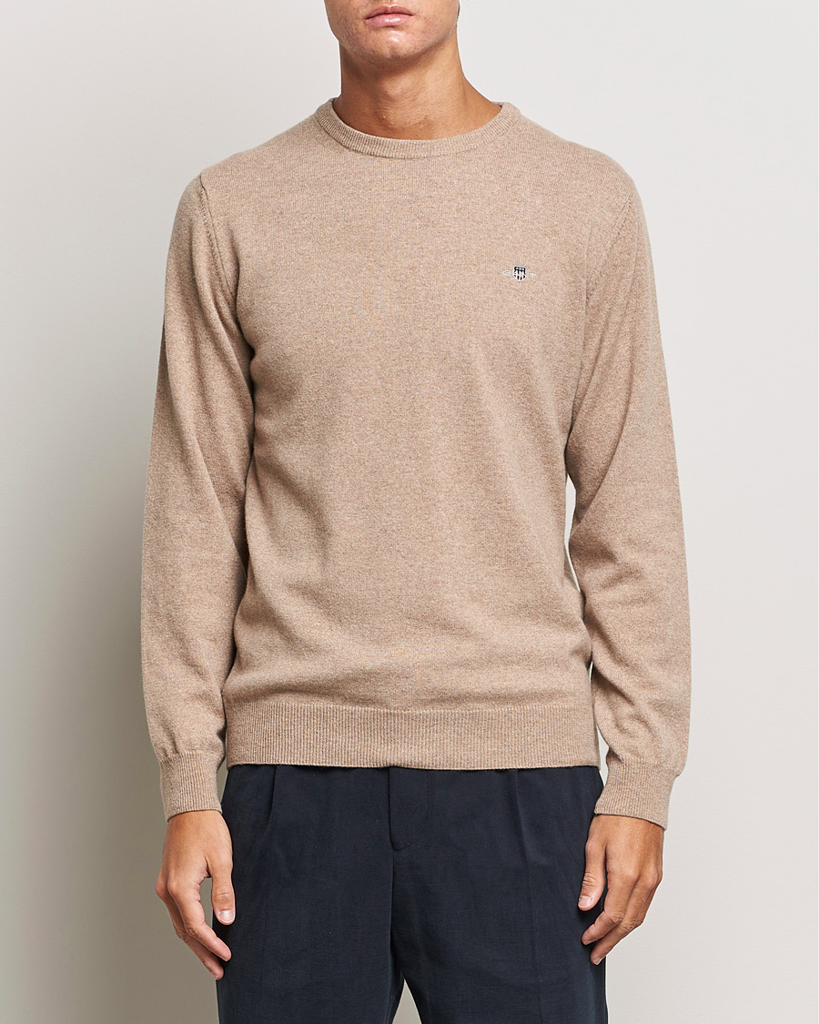 Homme | Pulls Et Tricots | GANT | Lambswool Crew Neck Pullover Dark Sand