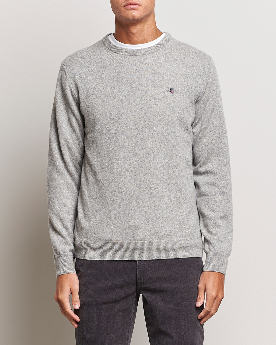 Heren | Truien | GANT | Lambswool Crew Neck Pullover Grey Malange