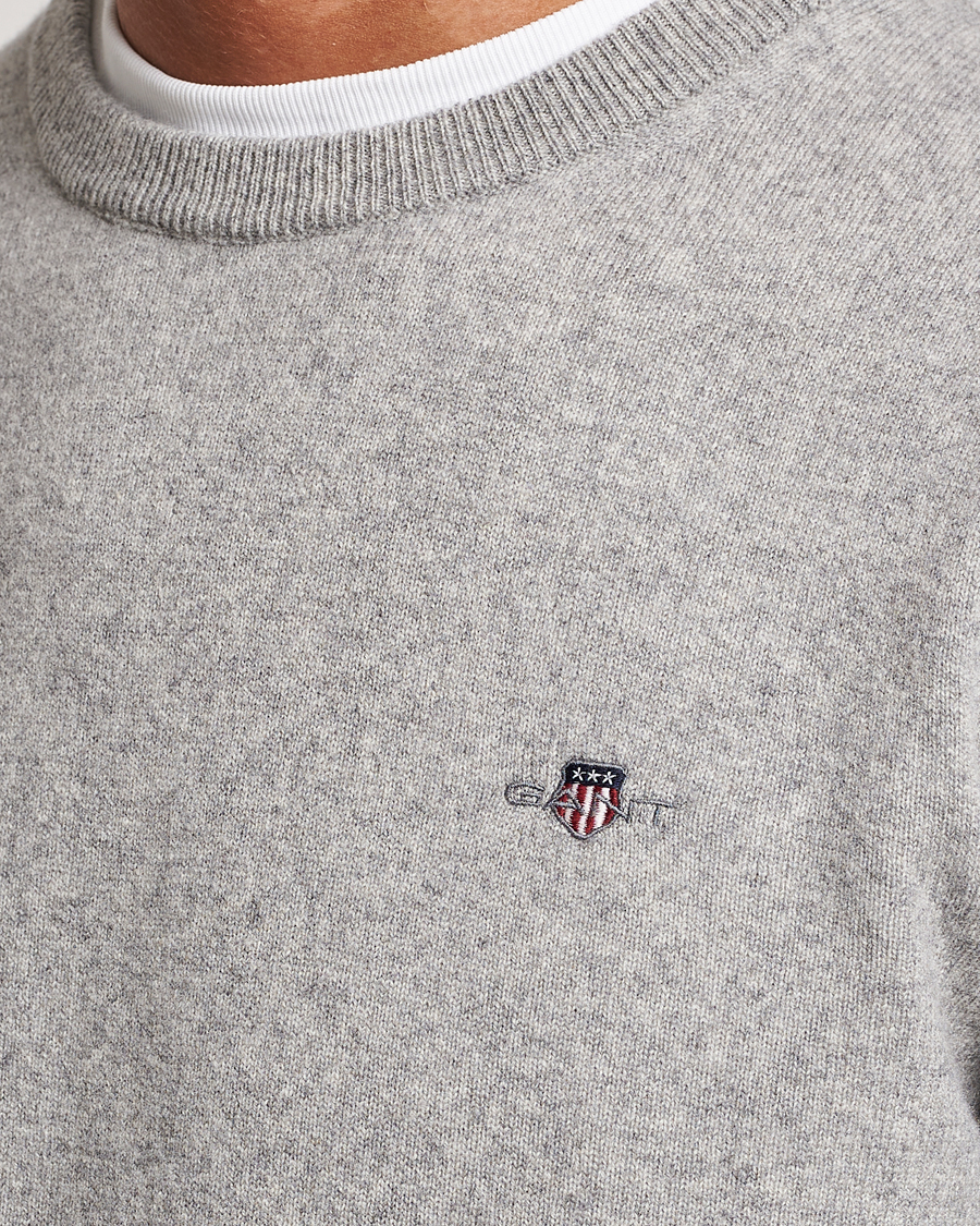 Heren | Truien | GANT | Lambswool Crew Neck Pullover Grey Malange