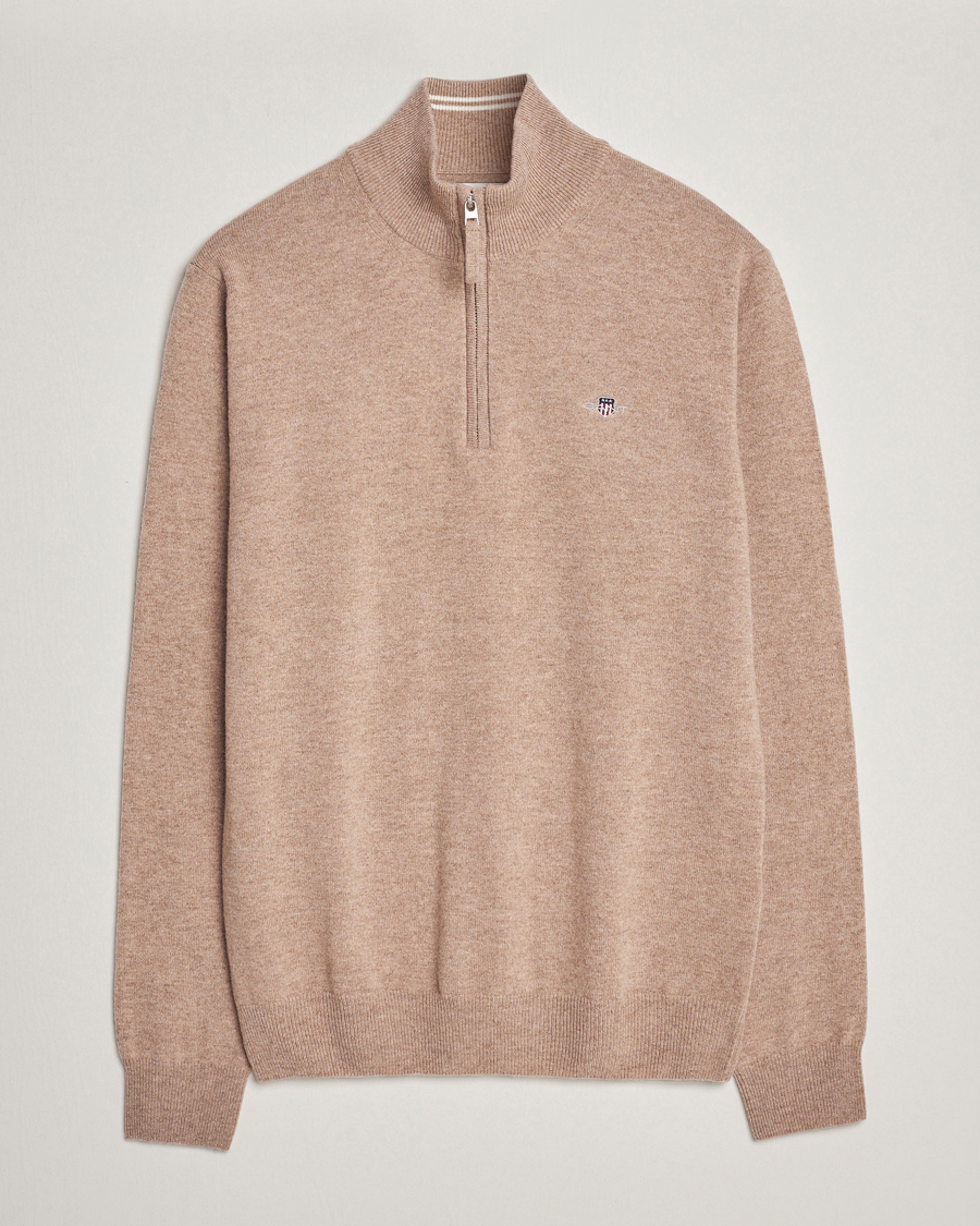 Homme | Pulls Et Tricots | GANT | Lamsbwool Half Zip Dark Sand