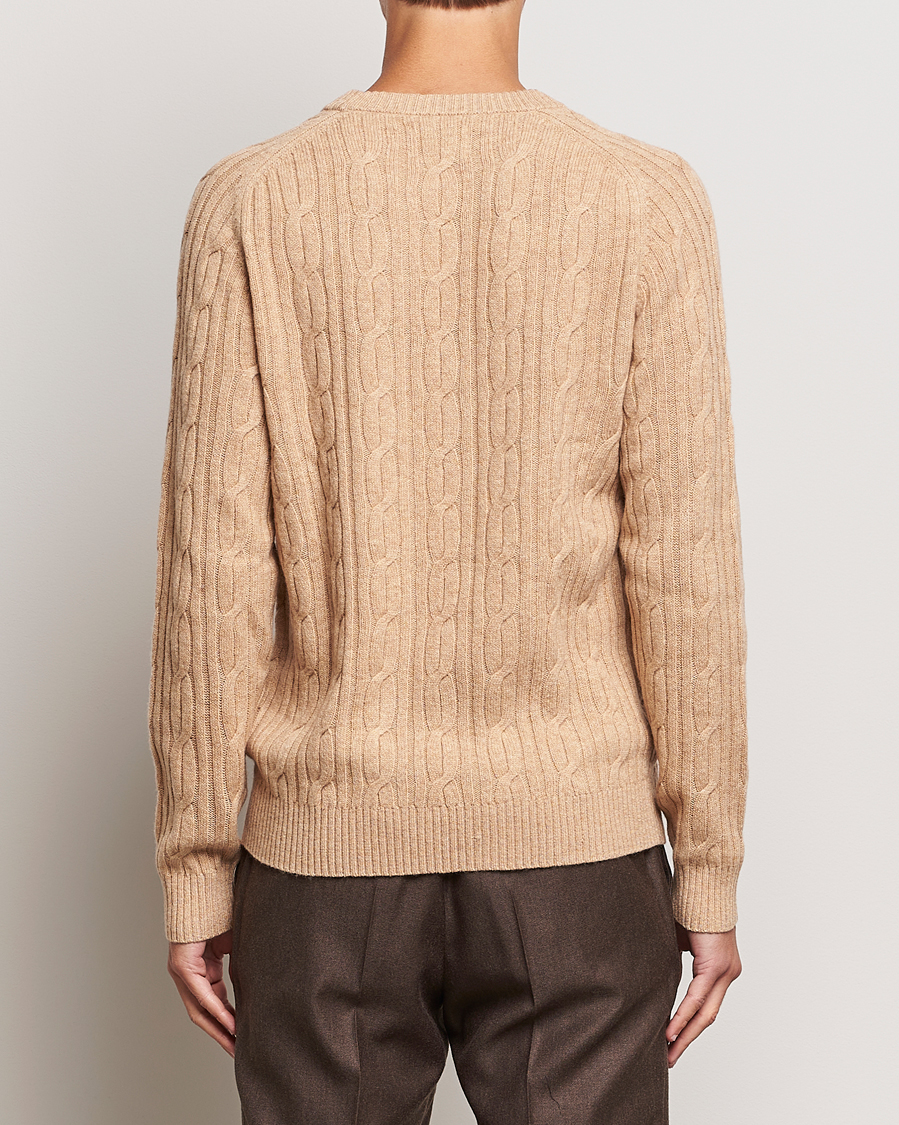 Homme | Pulls Et Tricots | GANT | Lambswool Cable Crew Neck Pullover Khaki Melange