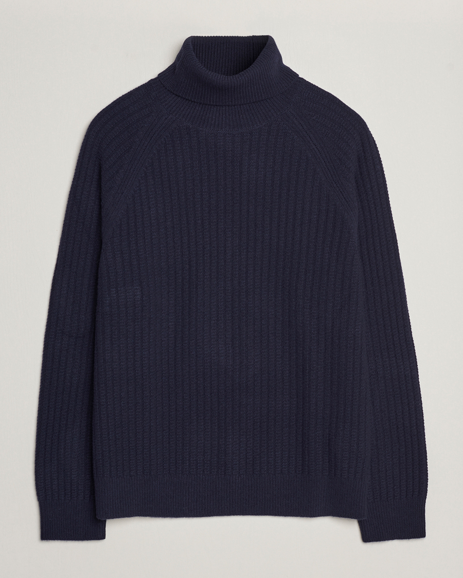 Heren | Truien | GANT | Lambswool Textured Rollneck Evening Blue