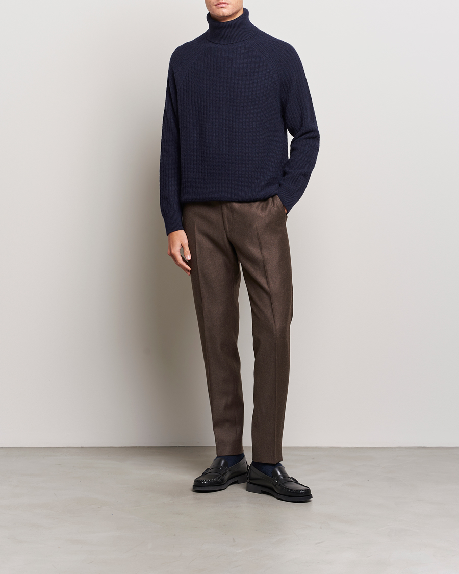 Heren | Truien | GANT | Lambswool Textured Rollneck Evening Blue