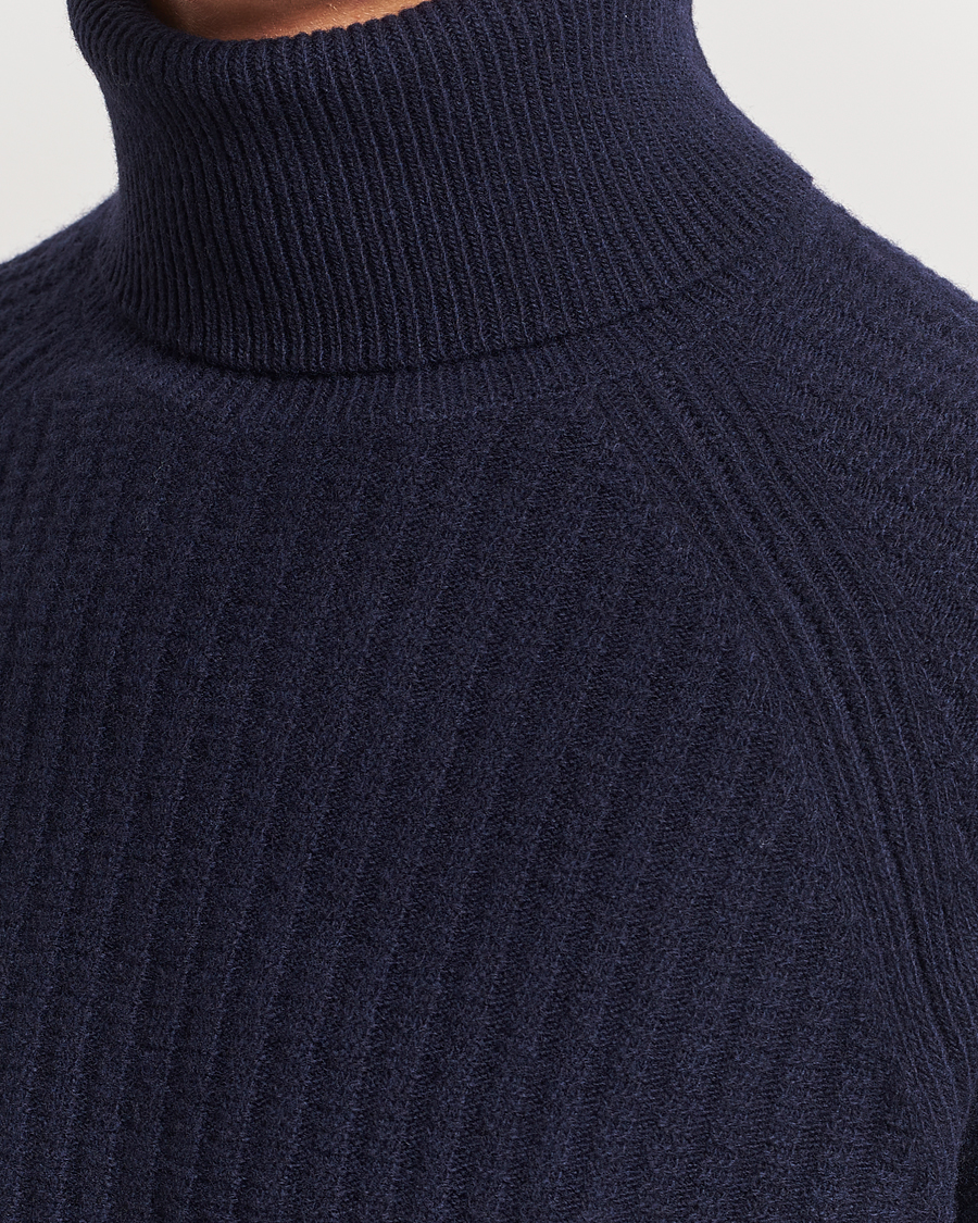 Heren | Truien | GANT | Lambswool Textured Rollneck Evening Blue