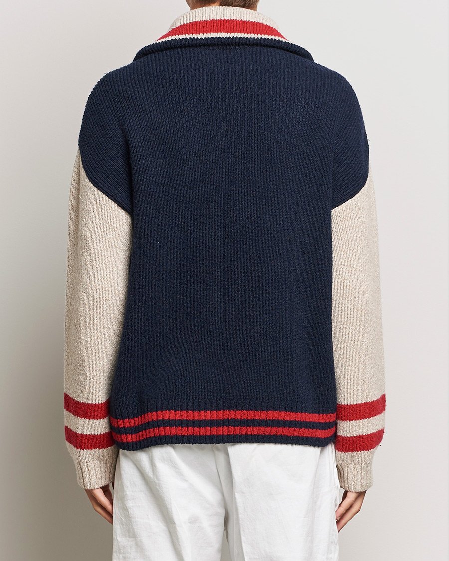 Homme | Pulls Et Tricots | GANT | Wool Neps Letter Half Zip Evening Blue