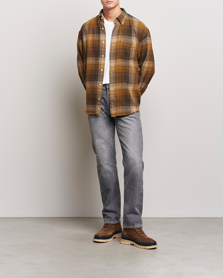 Homme | Chemises | Gant | Relaxed Fit Heavy Flannel Checked Shirt Woody Brown