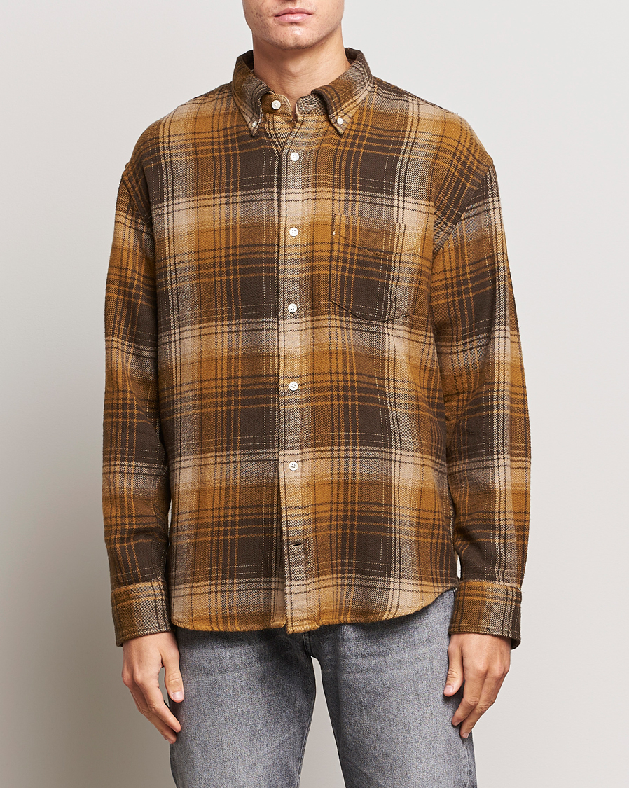 Homme | Chemises | Gant | Relaxed Fit Heavy Flannel Checked Shirt Woody Brown