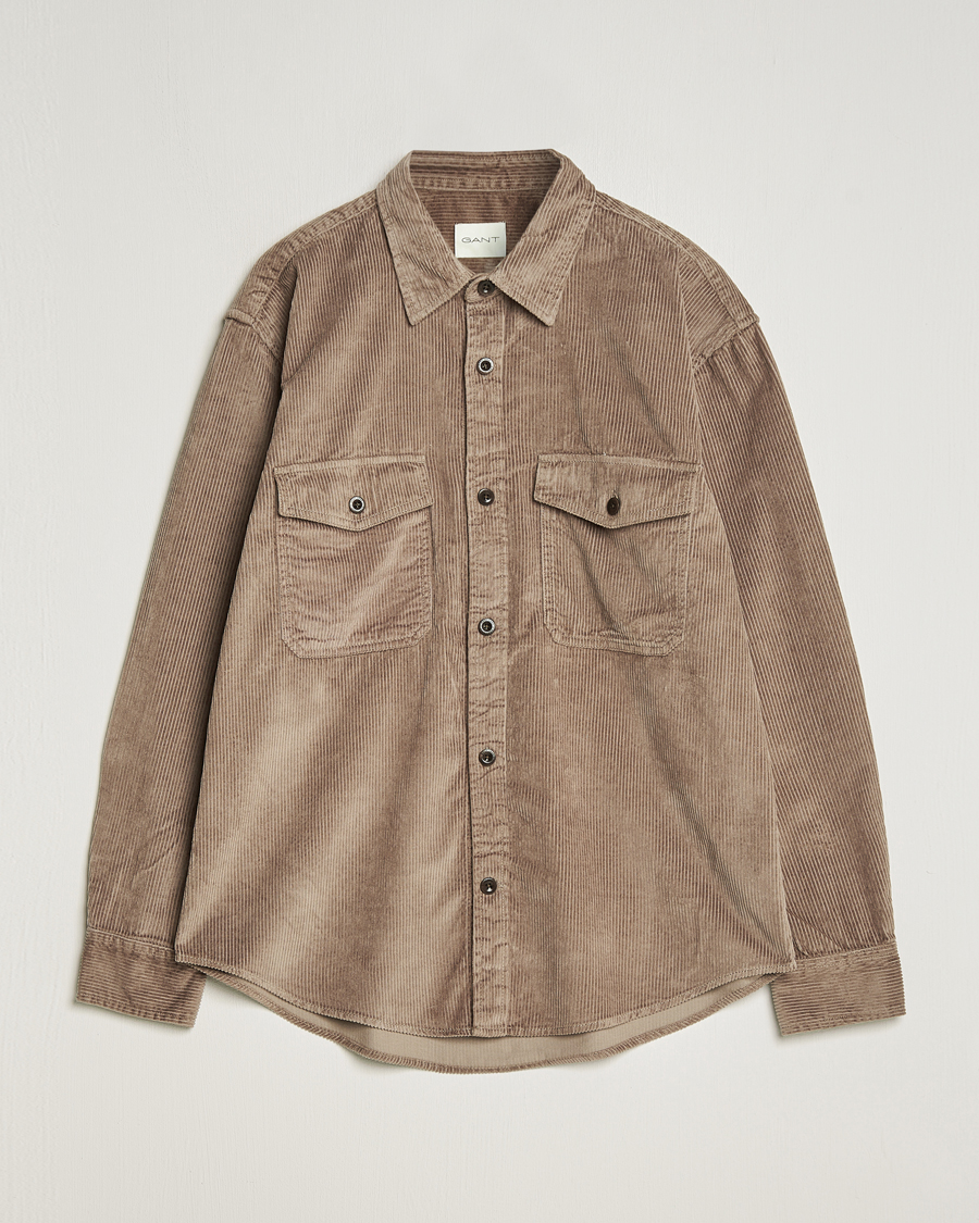 Homme | Chemises | GANT | Relaxed Fit Corduroy Overshirt Desert Brown