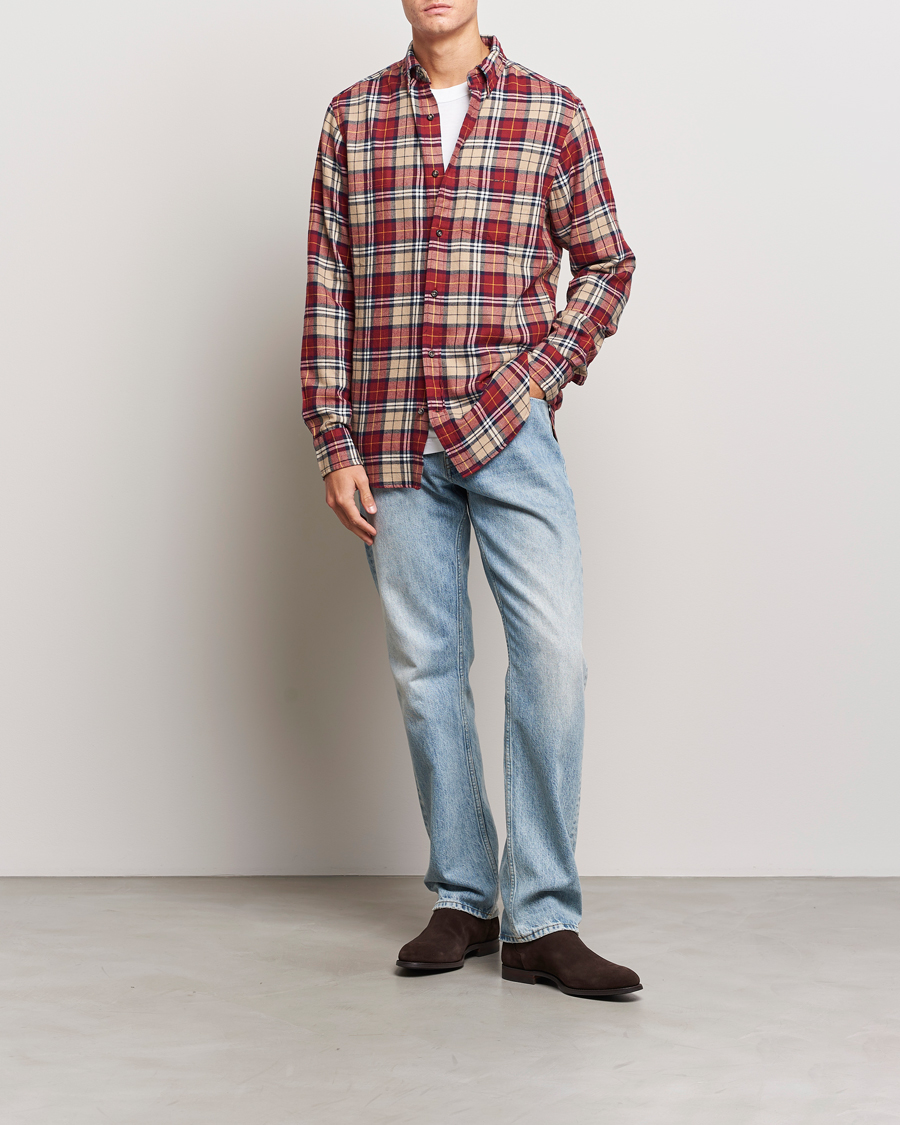 Homme | Chemises | Gant | Regular Fit Flannel Checked Shirt Plumped Red