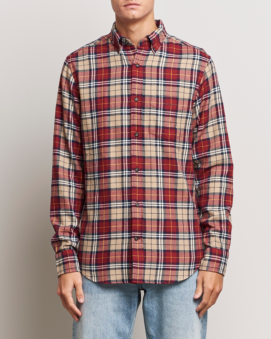 Homme | Chemises | Gant | Regular Fit Flannel Checked Shirt Plumped Red