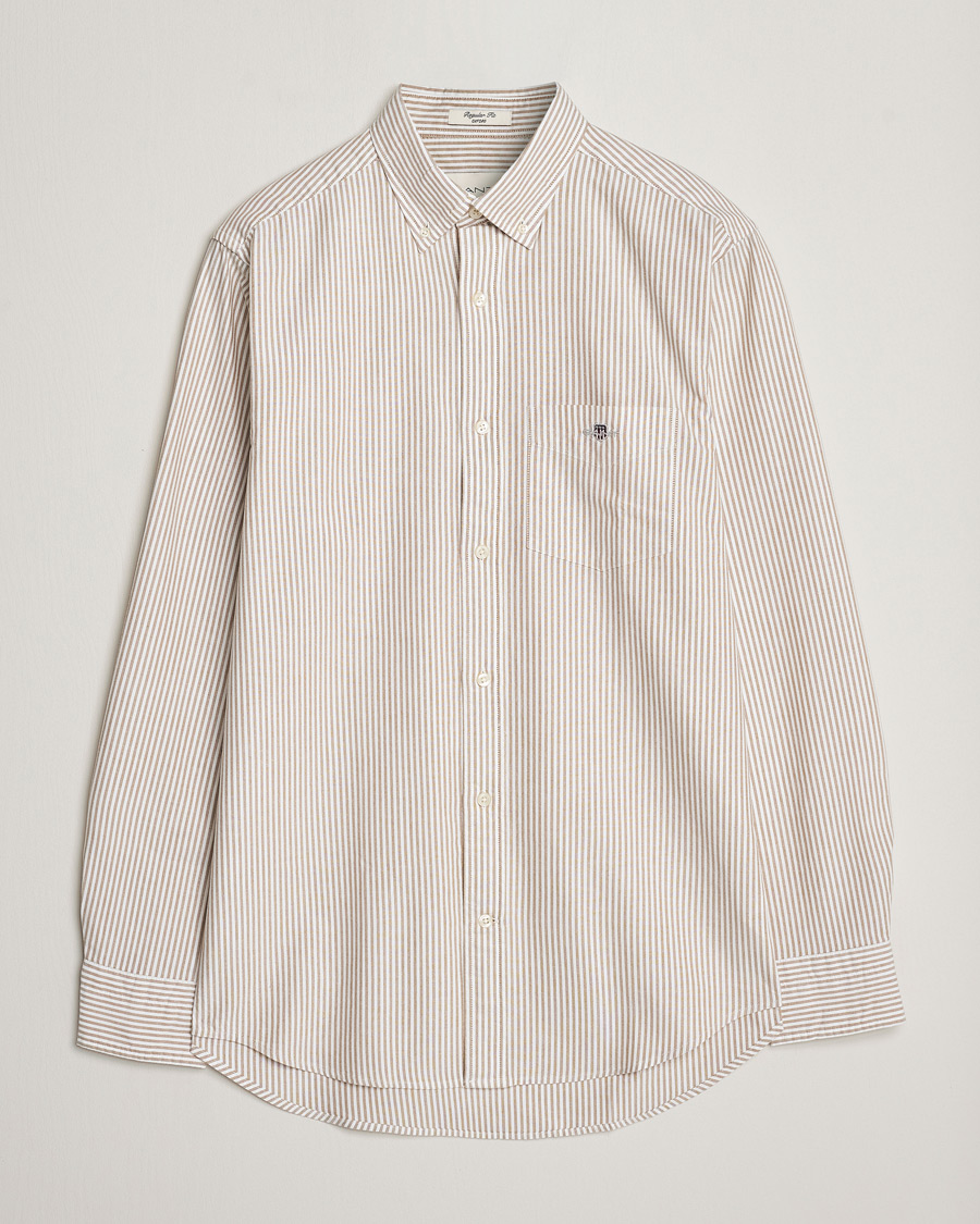 Homme | Chemises | GANT | Regular Fit Striped Oxford Shirt Woody Brown