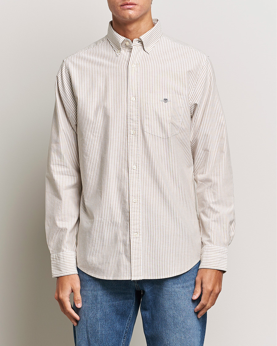 Homme | Chemises | GANT | Regular Fit Striped Oxford Shirt Woody Brown