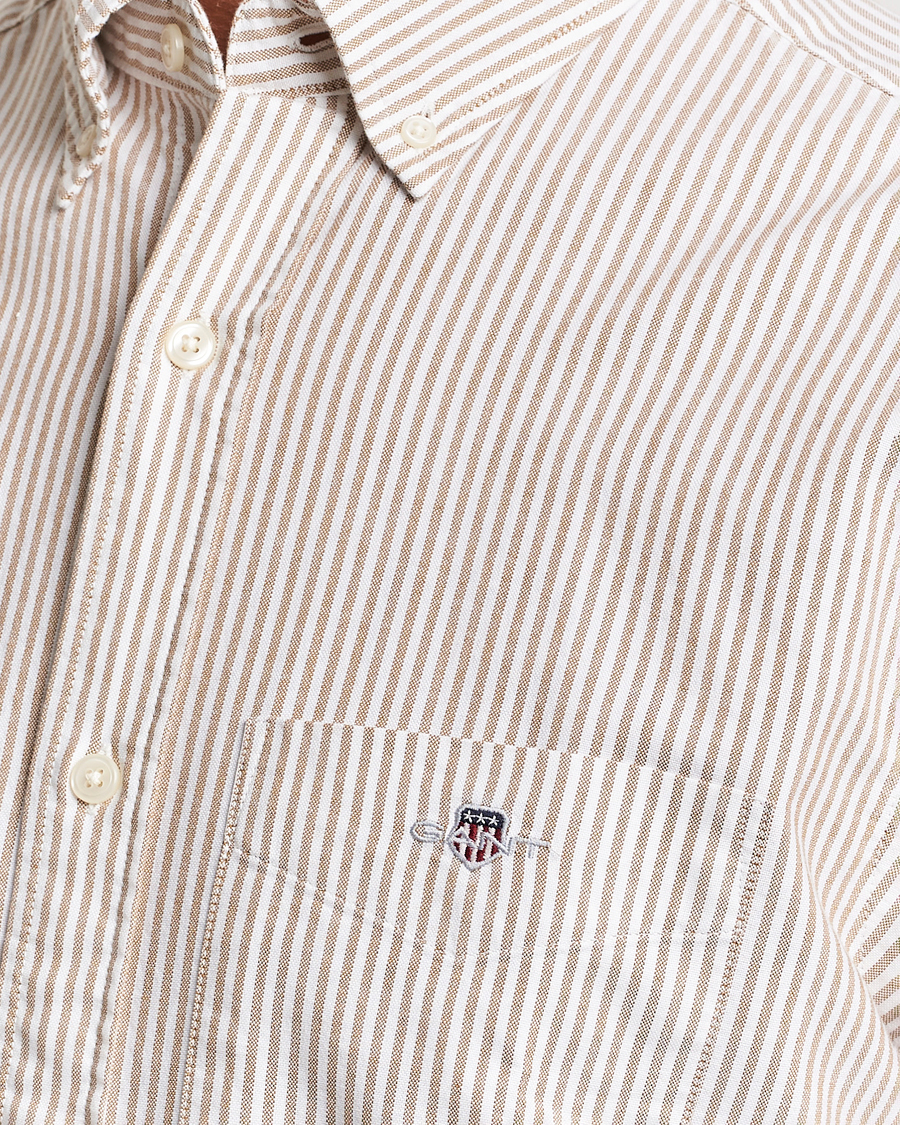Homme | Chemises | GANT | Regular Fit Striped Oxford Shirt Woody Brown
