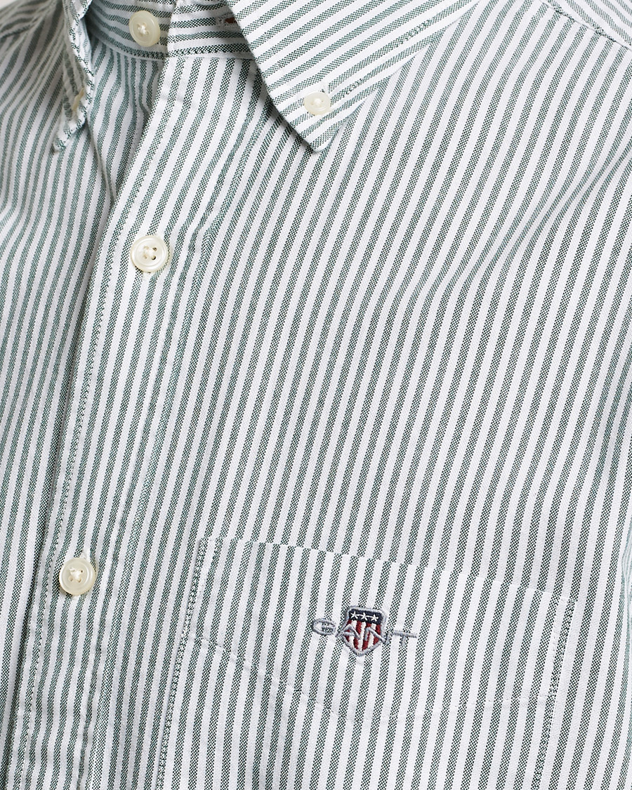 Heren | Overhemden | GANT | Regular Fit Striped Oxford Shirt Forest Green