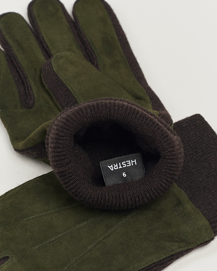 Homme | Hestra Geoffery Suede Wool Tricot Glove Dark Olive | Hestra | Geoffery Suede Wool Tricot Glove Dark Olive