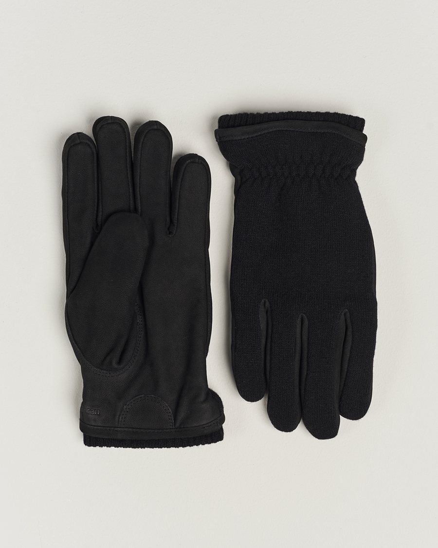 Homme | Hestra Noah Nubuck Wool Tricot Glove Black | Hestra | Noah Nubuck Wool Tricot Glove Black