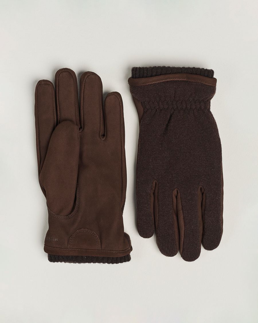 Homme | Hestra Noah Nubuck Wool Tricot Glove Espresso | Hestra | Noah Nubuck Wool Tricot Glove Espresso
