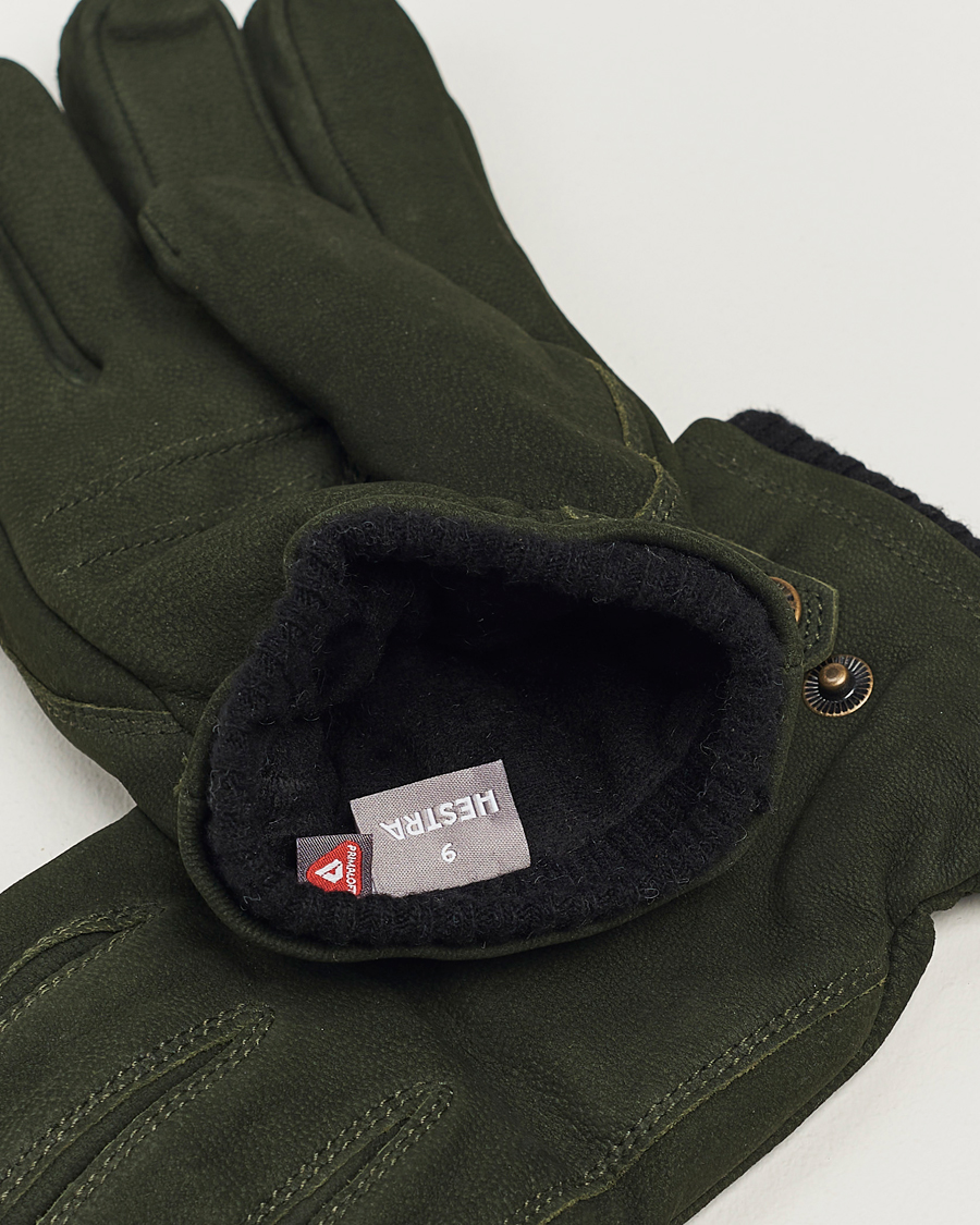 Homme | Gants | Hestra | Bergvik Fleece Liner Buckle Nubuck Glove Bottle Green