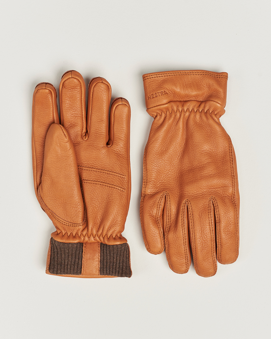Homme | Hestra Kjetil Deerskin Rib Knitted Cuff Glove Cognac | Hestra | Kjetil Deerskin Rib Knitted Cuff Glove Cognac