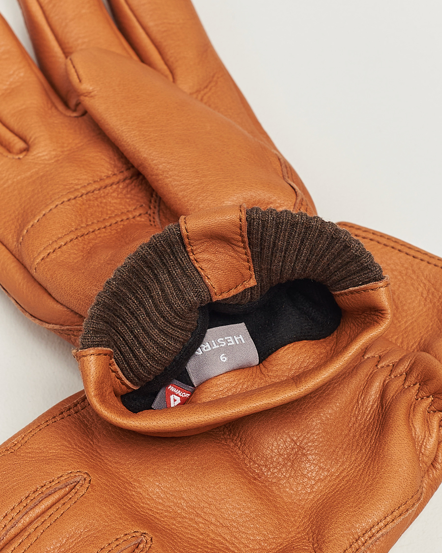 Homme | Hestra Kjetil Deerskin Rib Knitted Cuff Glove Cognac | Hestra | Kjetil Deerskin Rib Knitted Cuff Glove Cognac