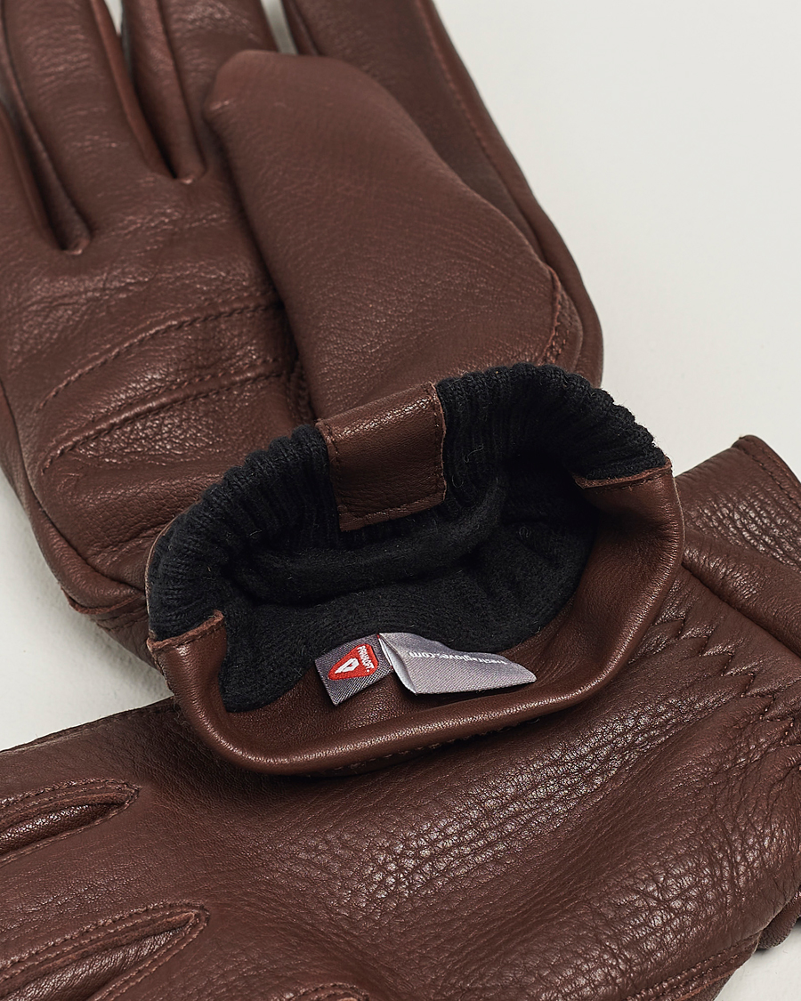 Homme | Hestra Kjetil Deerskin Rib Knitted Cuff Glove Chocolate | Hestra | Kjetil Deerskin Rib Knitted Cuff Glove Chocolate