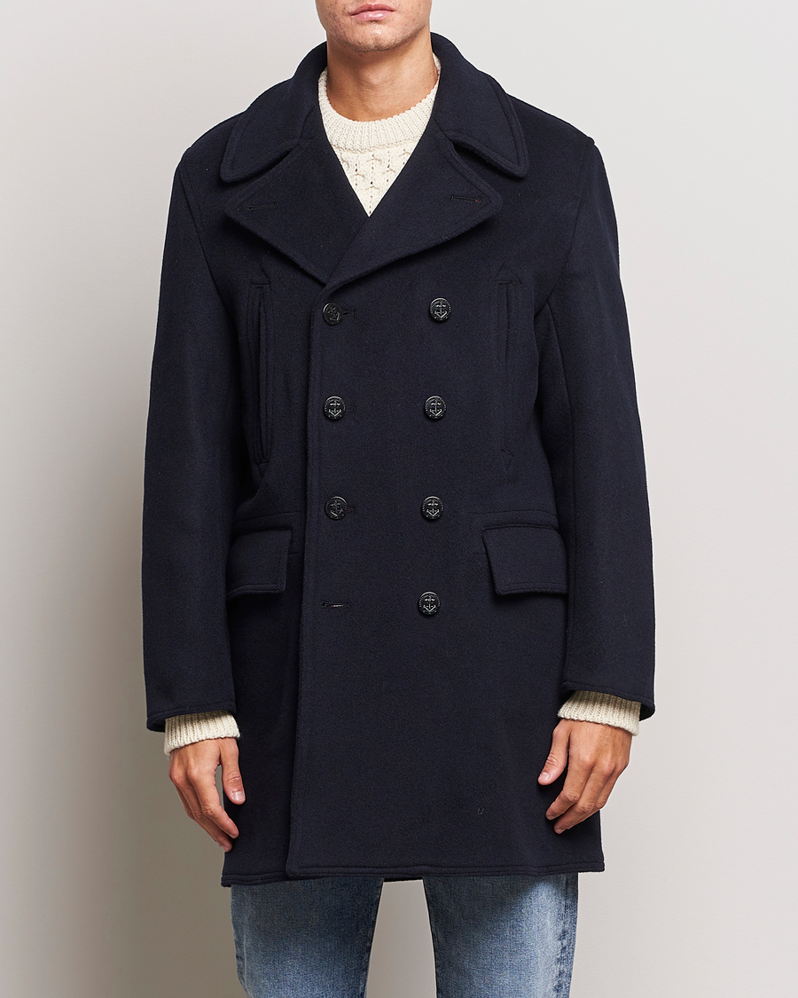 Homme | Manteaux Et Vestes | Gloverall | Churchill Long Reefer Peacoat Navy Royal