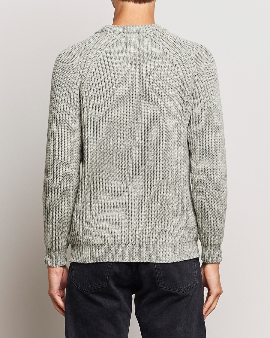 Homme | Pulls Et Tricots | Gloverall | Fisherman Rib Chunky Wool Crew Light Grey
