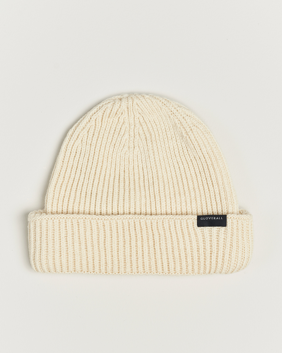 Homme | Gloverall Fisherman Lambswool Beanie Ecru | Gloverall | Fisherman Lambswool Beanie Ecru