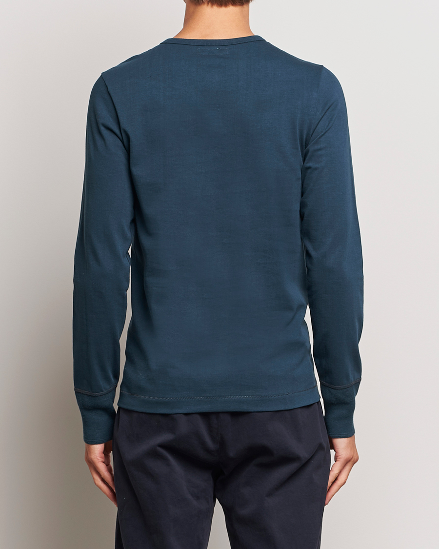 Homme | Pulls Et Tricots | Merz b. Schwanen | Classic Organic Cotton Henley Mineral Blue