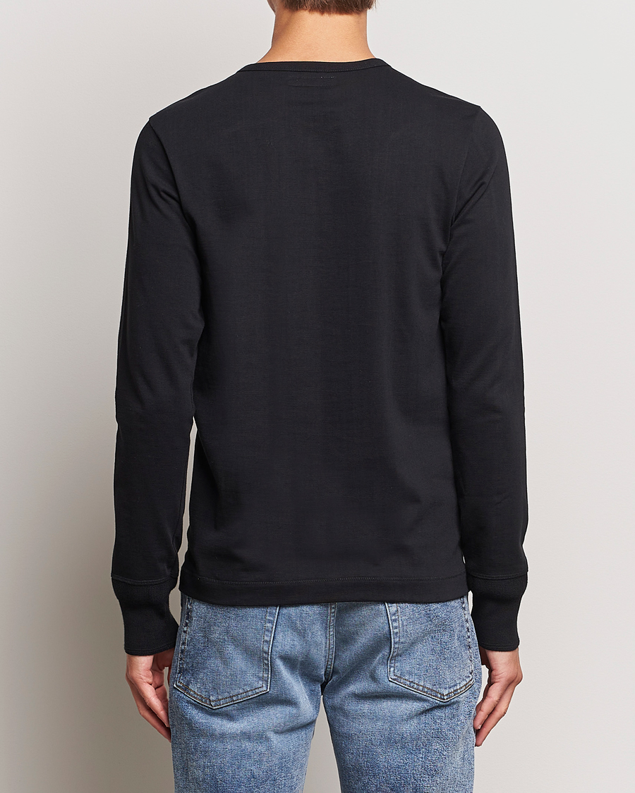Homme | Pulls Et Tricots | Merz b. Schwanen | Classic Organic Cotton Henley Sweater Black