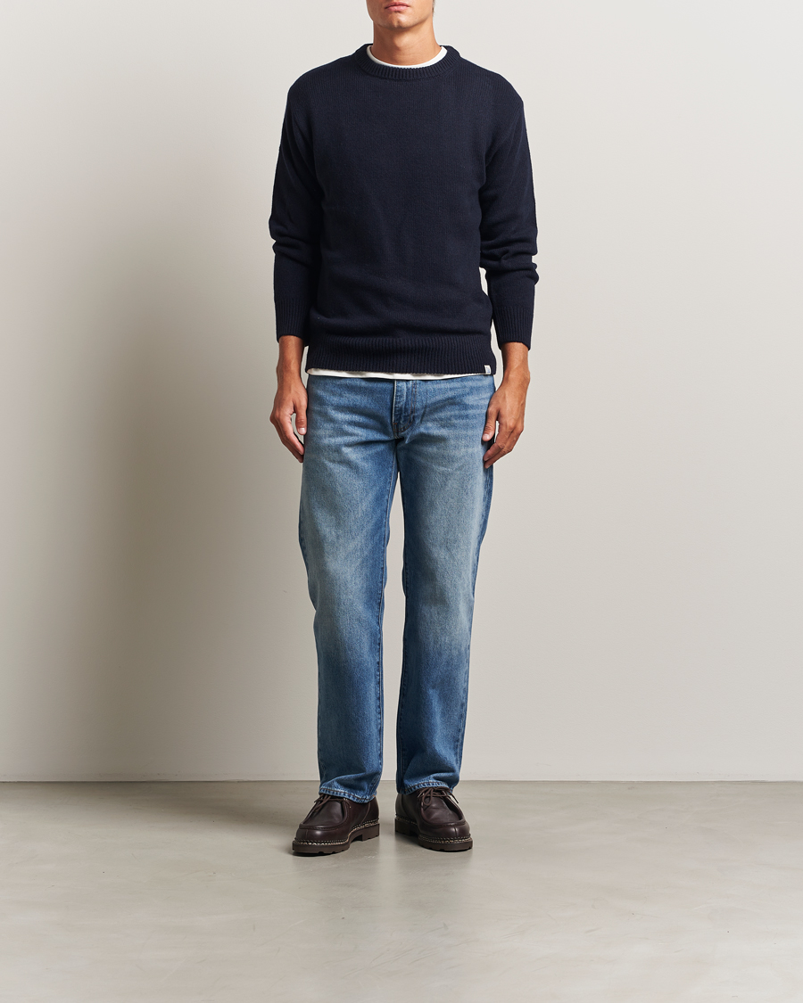 Heren | Truien | Merz b. Schwanen | Merino/Cashmere Knitted Sweater Dark Navy