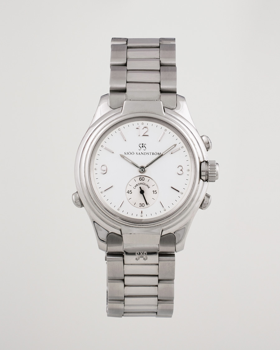Heren | Sjöö Sandström Pre-Owned Chronolink Worldtimer WT 6202 Steel White | Sjöö Sandström Pre-Owned | Chronolink Worldtimer WT 6202 Steel White