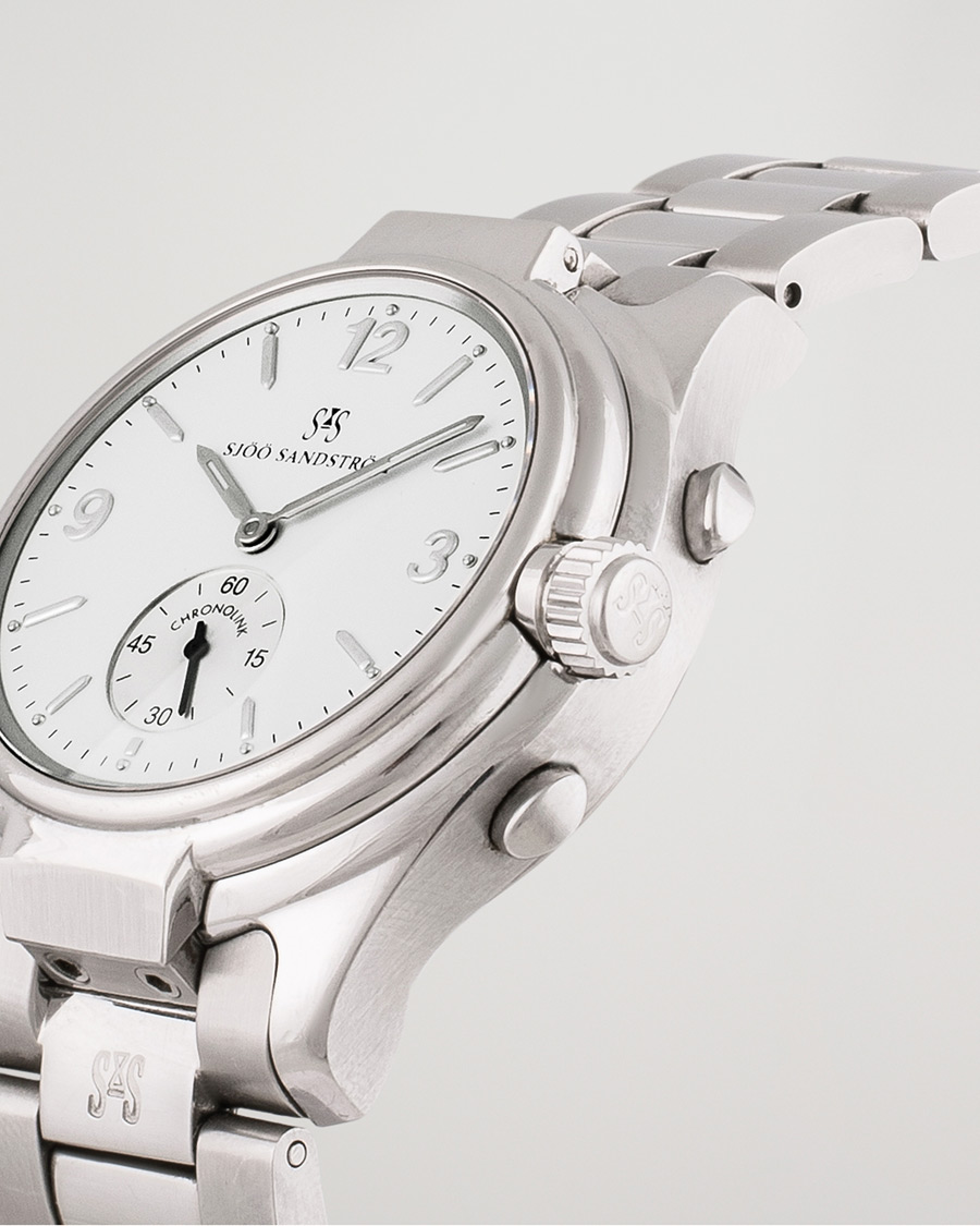 Heren | Sjöö Sandström Pre-Owned Chronolink Worldtimer WT 6202 Steel White | Sjöö Sandström Pre-Owned | Chronolink Worldtimer WT 6202 Steel White