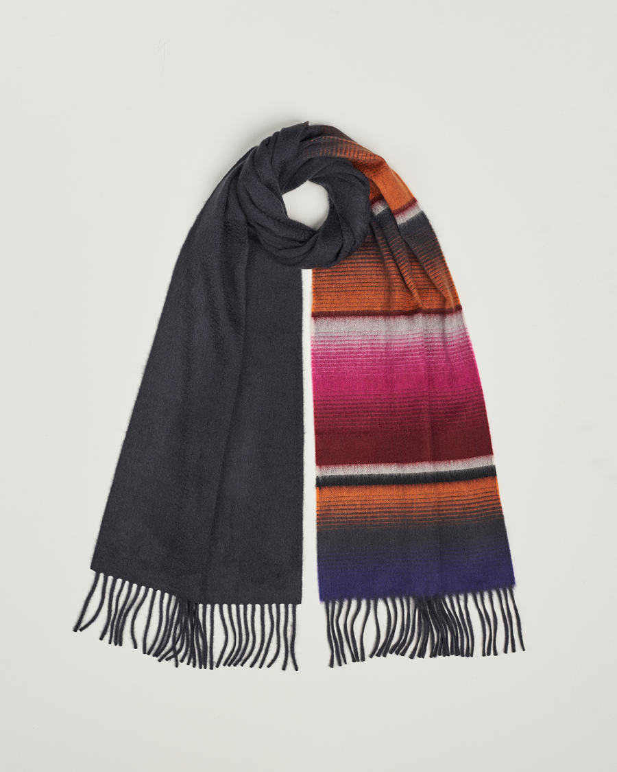Homme | Begg & Co Solid/Checked Cashmere Scarf 36*183cm Midnight Pink | Begg & Co | Solid/Checked Cashmere Scarf 36*183cm Midnight Pink