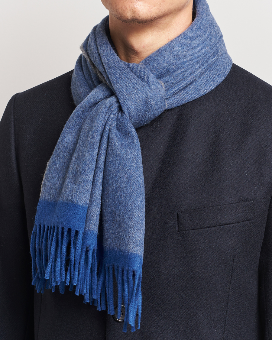 Heren | Begg & Co Solid Board Wool/Cashmere Scarf Blue Grey | Begg & Co | Solid Board Wool/Cashmere Scarf Blue Grey