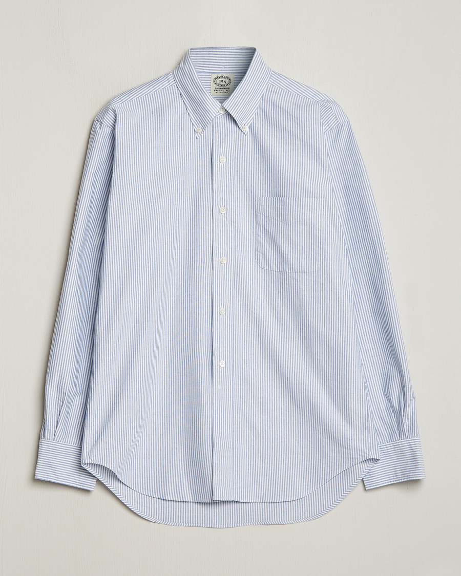 Homme | Chemises | Kamakura Shirts | Vintage Ivy Oxford Button Down Shirt Blue Stripe