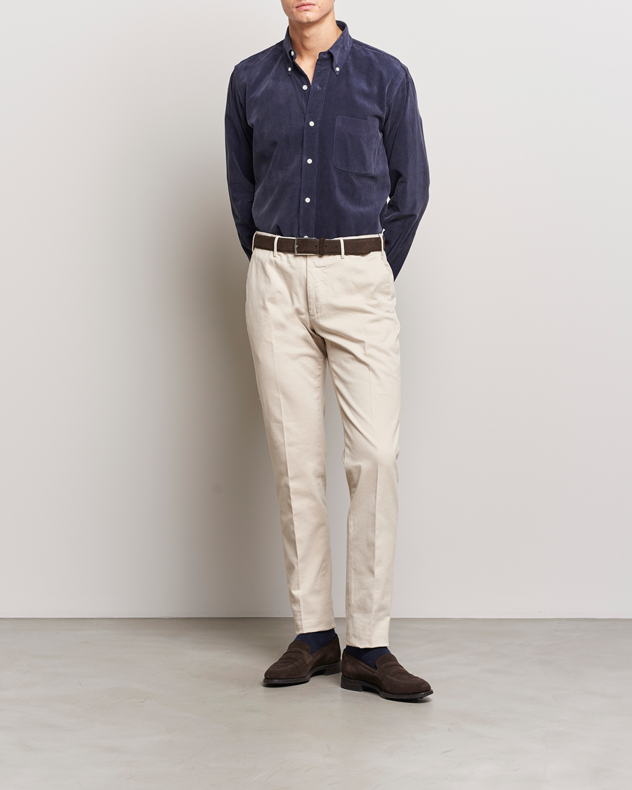 Homme | Chemises | Kamakura Shirts | Vintage Ivy Japanese Corduroy Shirt Navy